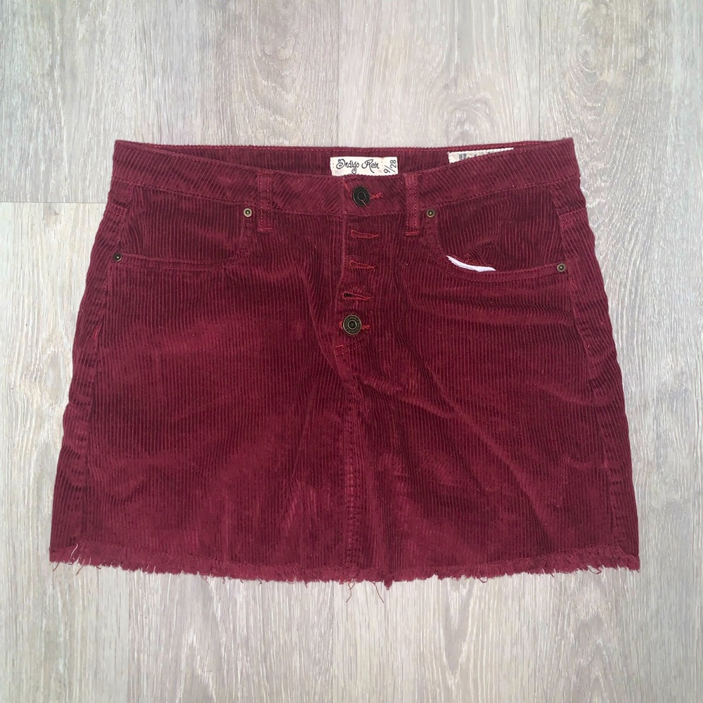 Indigo Rein Maroon Cordaroy Skirt